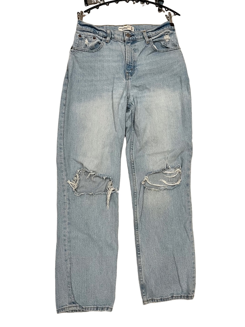 Abercrombie & Fitch Light Blue Distressed Straight Leg Jeans
